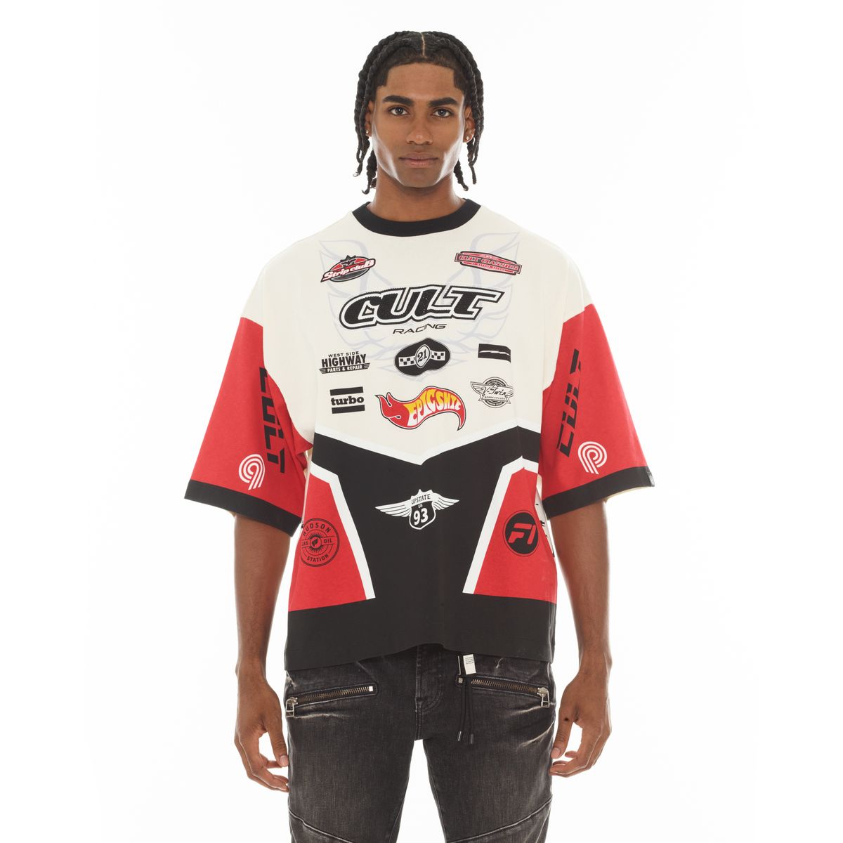 Men's Cult of Individuality Racer T-Shirt White 626a4-k41a-wiwh