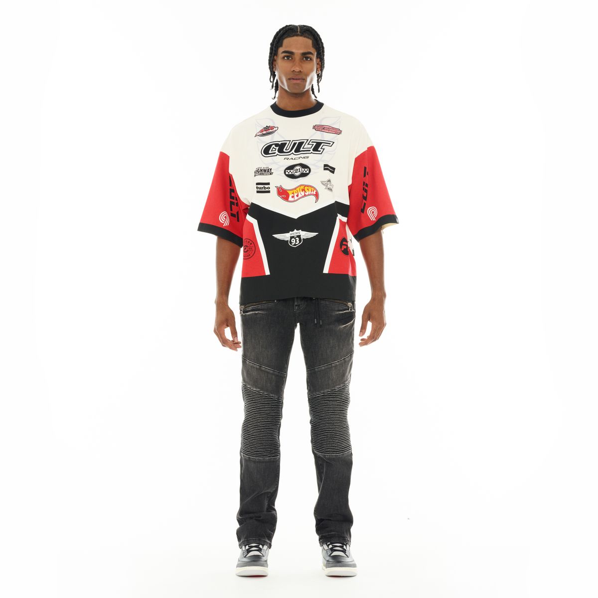 Men's Cult of Individuality Racer T-Shirt White 626a4-k41a-wiwh