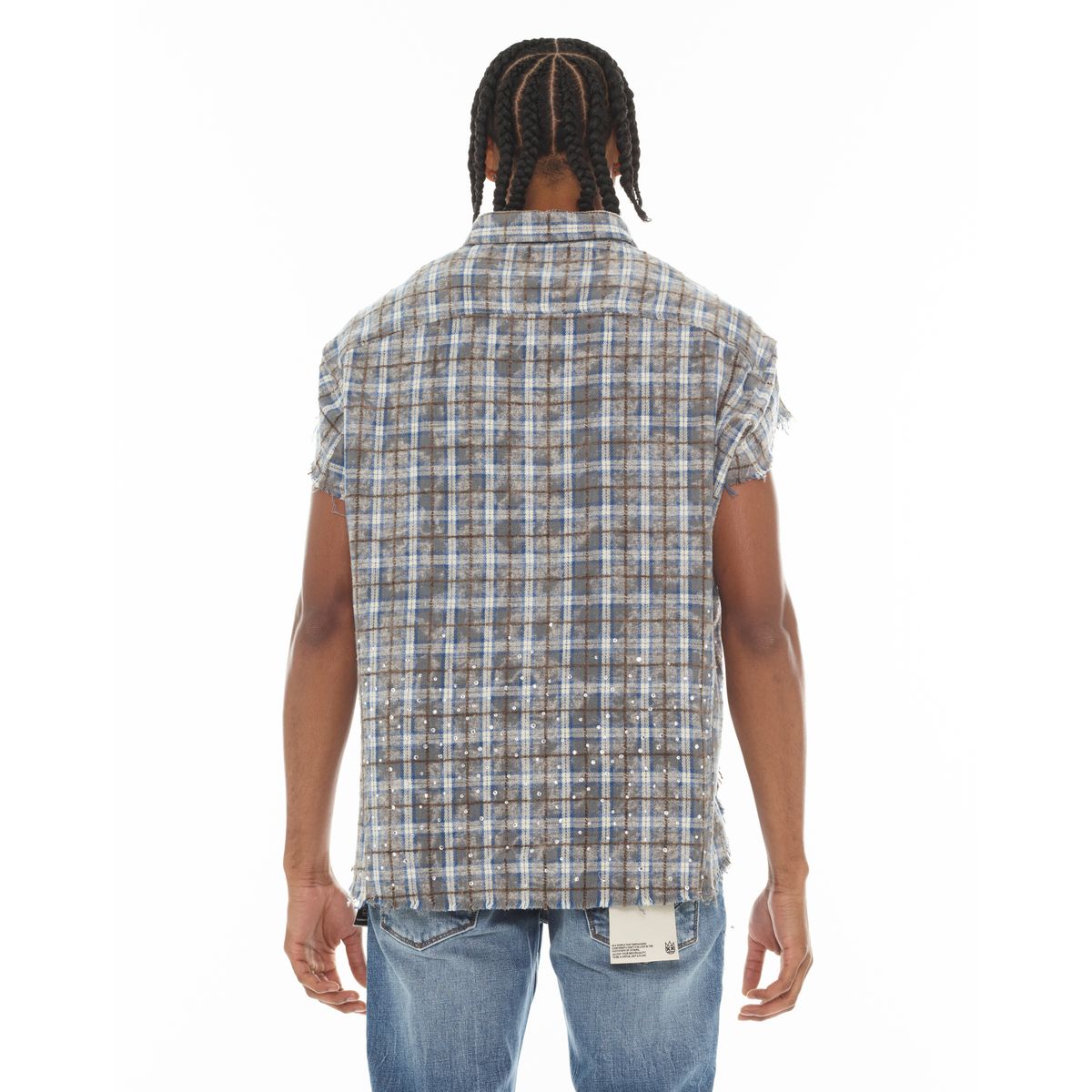 Men's Cult of Individuality Sleeveless Woven Shirt Blue 626a4-ws79a-skyblu