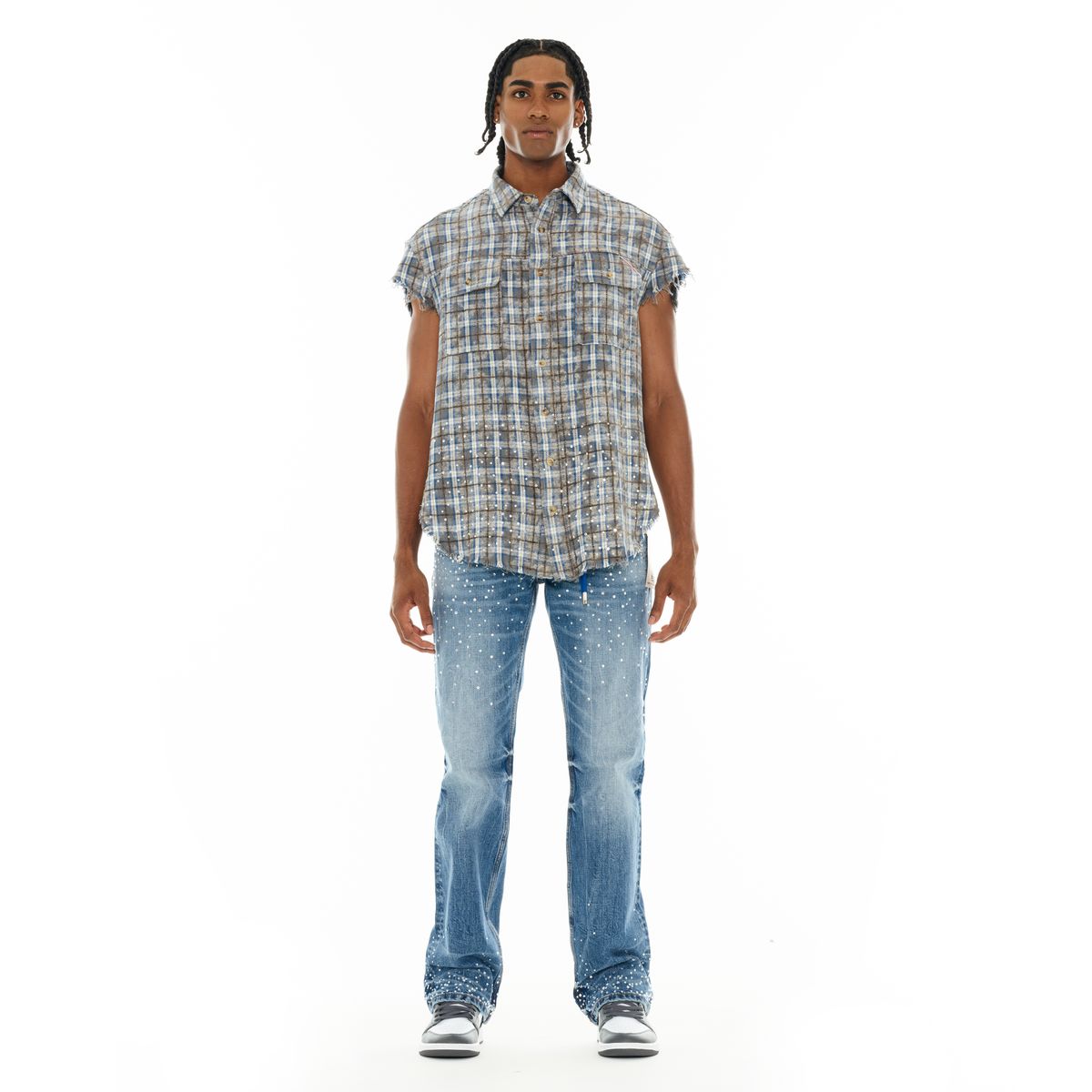 Men's Cult of Individuality Sleeveless Woven Shirt Blue 626a4-ws79a-skyblu