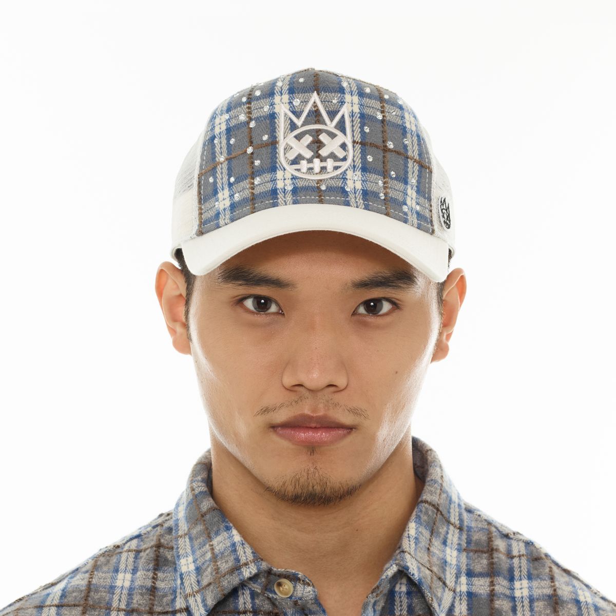 Cult of Individuality Plaid Trucker Hat 626ac-ch64a-blpd