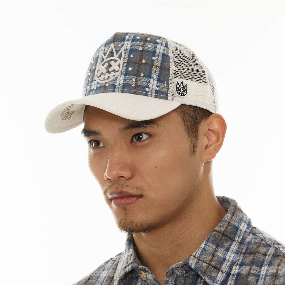 Cult of Individuality Plaid Trucker Hat 626ac-ch64a-blpd