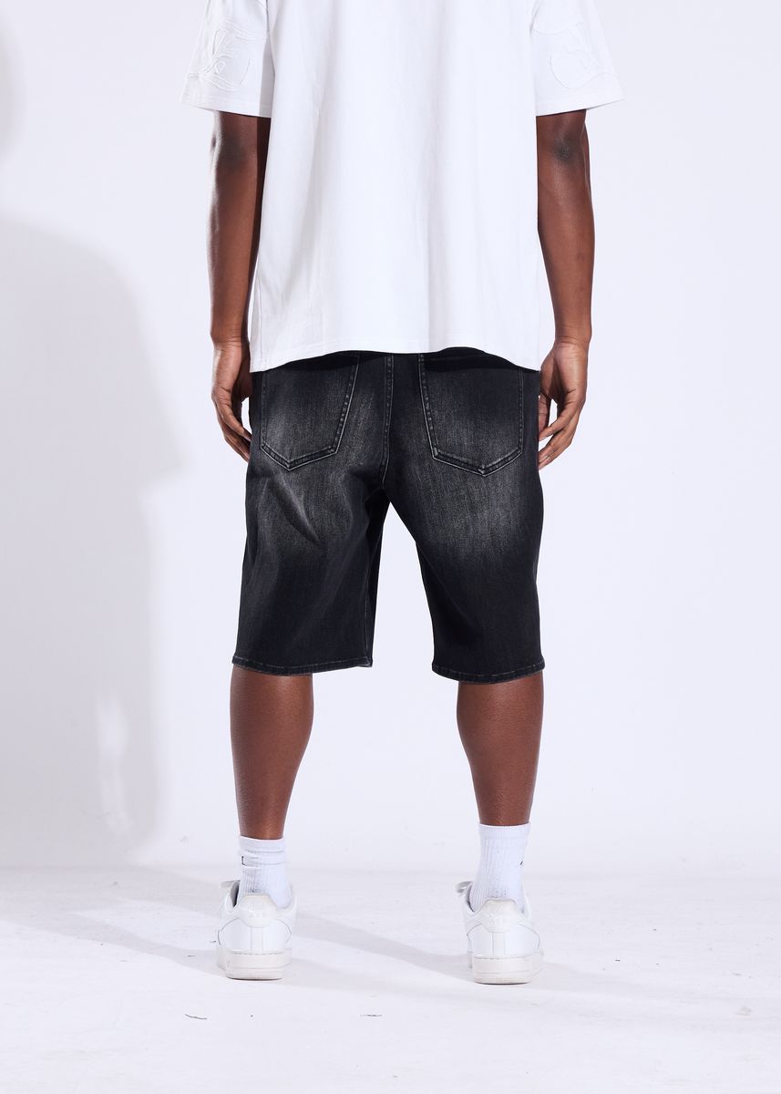 Men's Crysp Denim Diamond Shorts Black CRY-SUM26-017-BLK