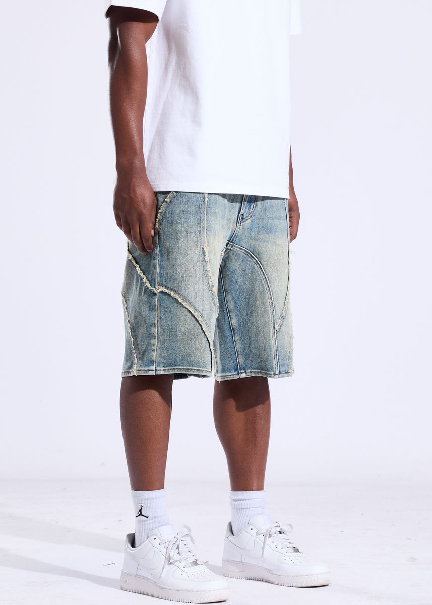 Men's Crysp Denim Rigged Shorts Blue CRY-SUM26-015-BLUE