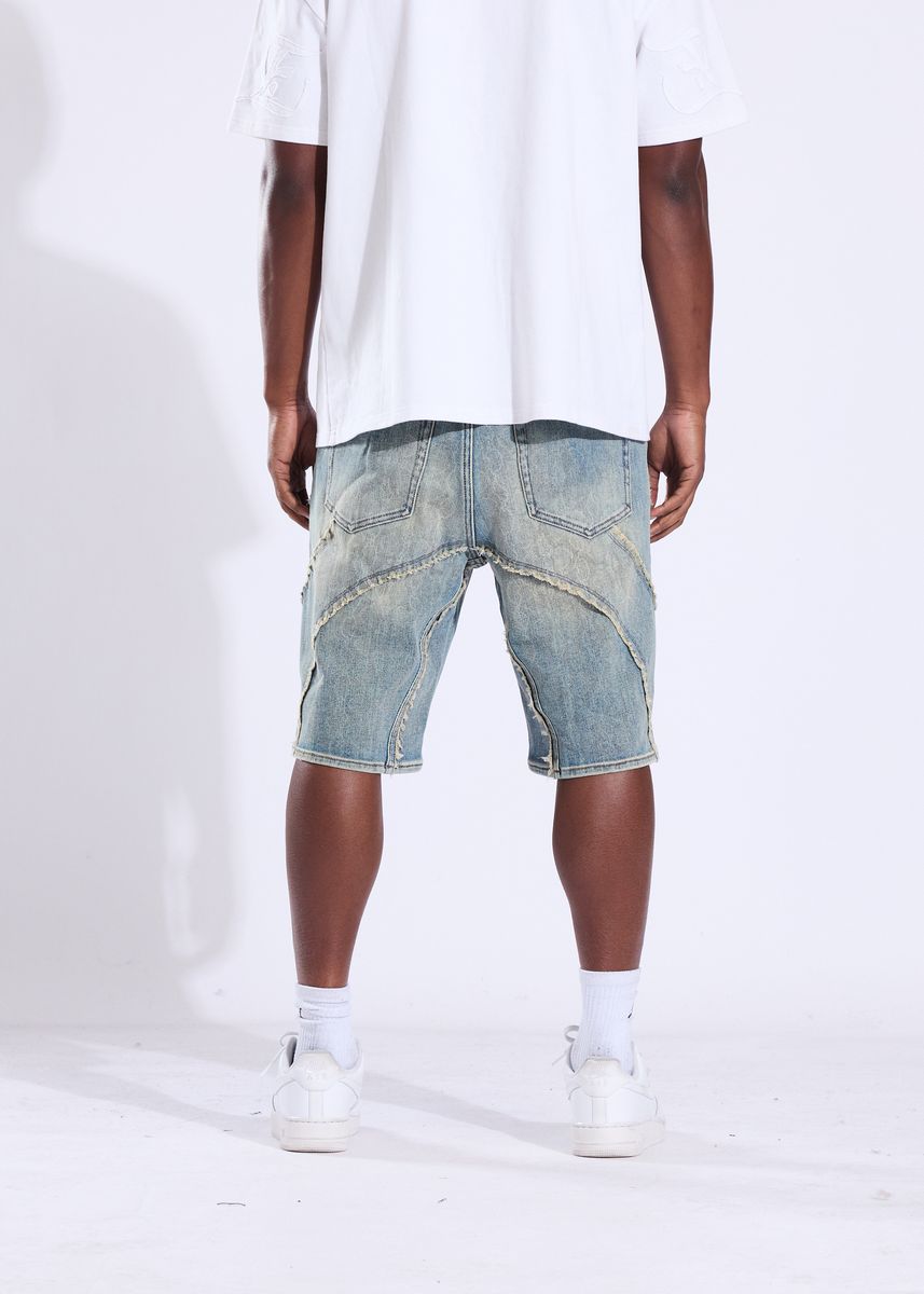 Men's Crysp Denim Rigged Shorts Blue CRY-SUM26-015-BLUE
