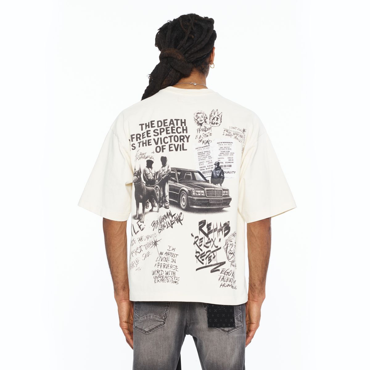 Men's Cult of Individuality Cult Newspaper T-Shirt White 626b8-k29a-wiwh