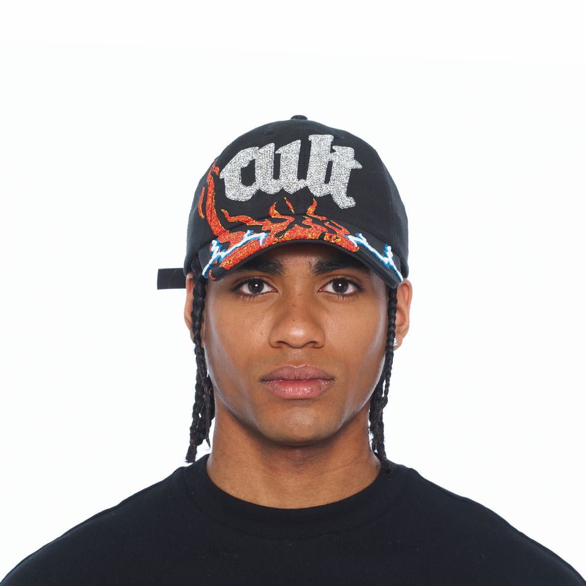 Men's Cult Of Individuality Mesh Back Flame Trucker Hat Black 626bc-ch75b-blk