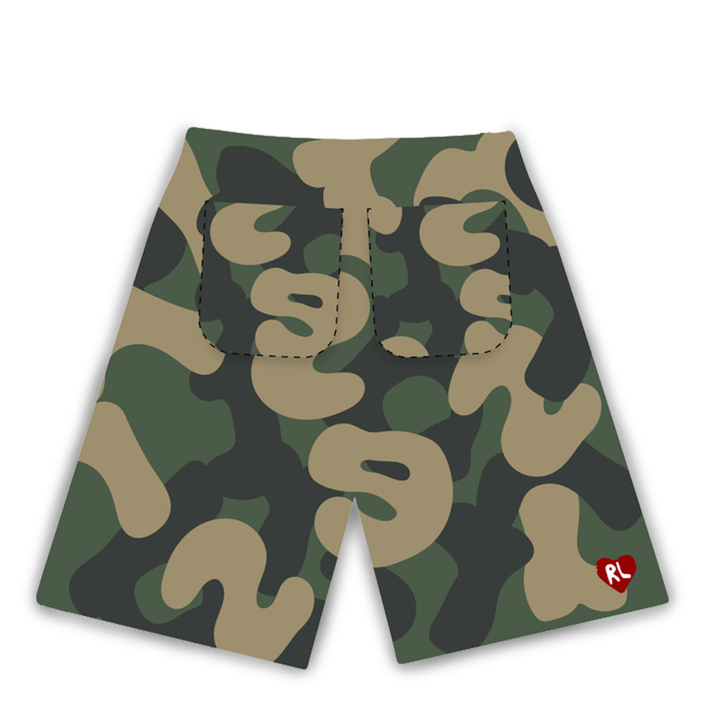 Men's Red Letters Camo Pearls French Terry Sweatshorts Camo cmoprl-camo