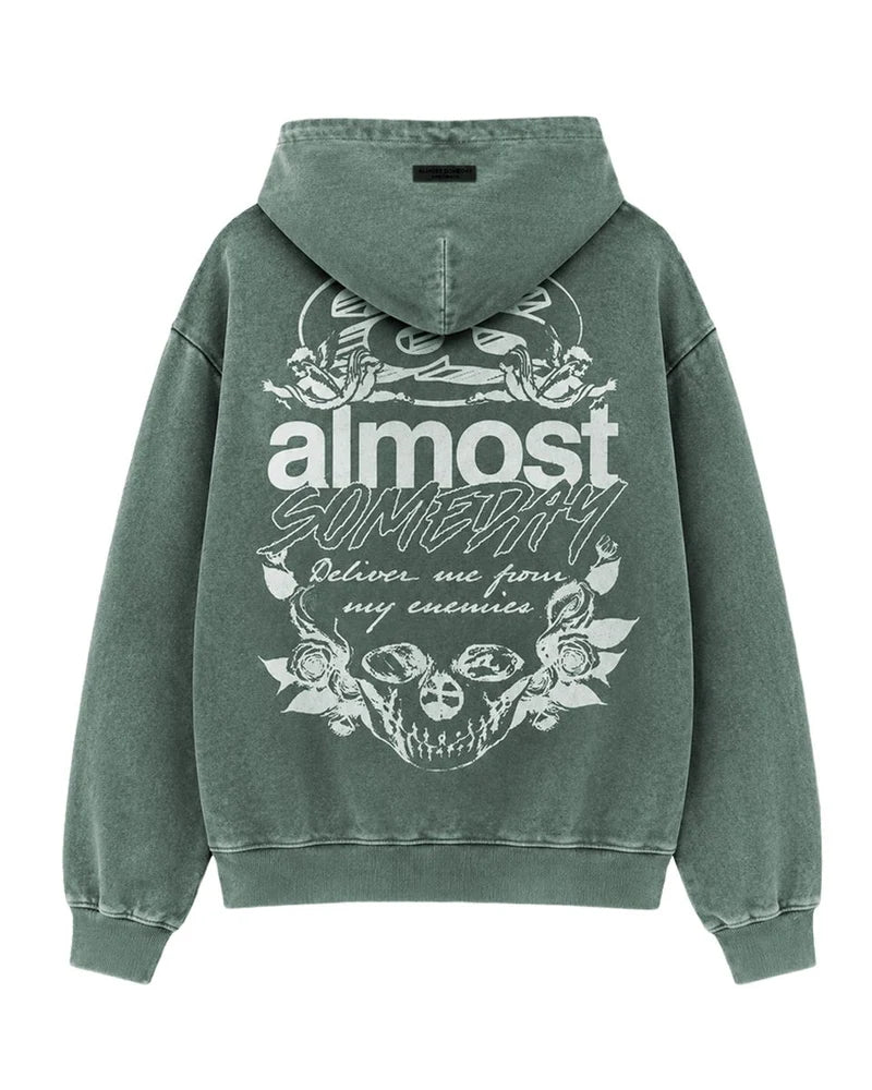 Men's Almost Someday Enemies Full Zip Hoodie Green as-holiday-042-grn