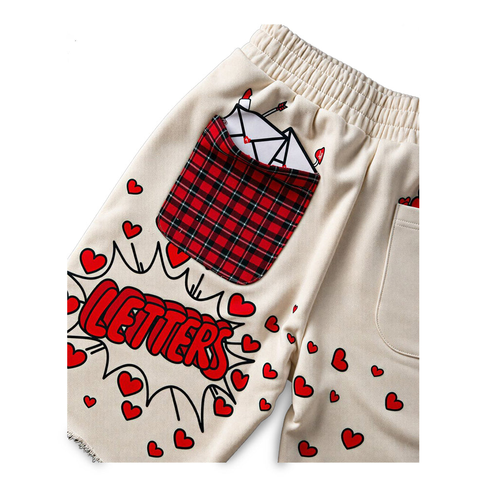 Men's Red Letters Love Letter French Terry Sweatshorts Beige lvltrs-cream