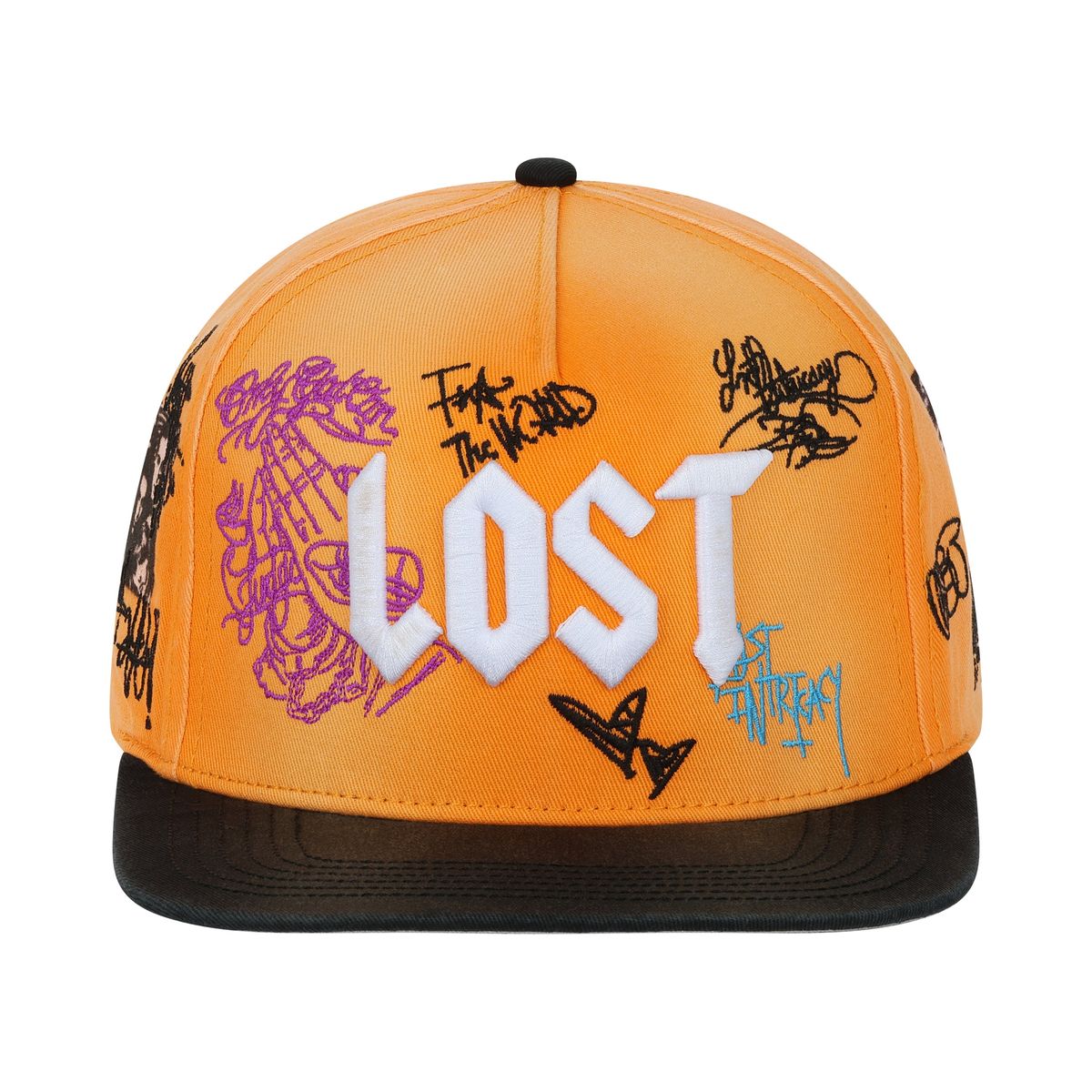 Men's Lost Intricacy Wall Of Fame Snapback Hat Orange/Black walloffamecap-org