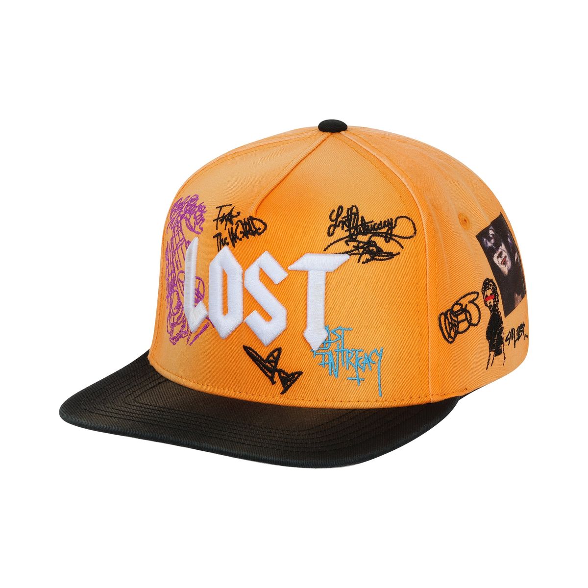 Men's Lost Intricacy Wall Of Fame Snapback Hat Orange/Black walloffamecap-org