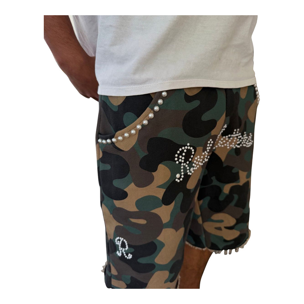 Men's Red Letters Camo Pearls French Terry Sweatshorts Camo cmoprl-camo