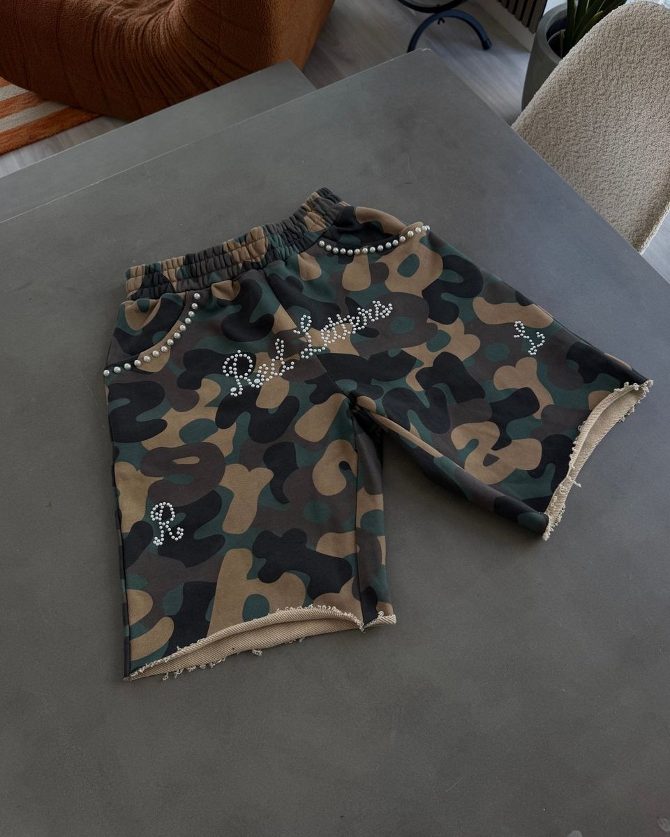 Men's Red Letters Camo Pearls French Terry Sweatshorts Camo cmoprl-camo