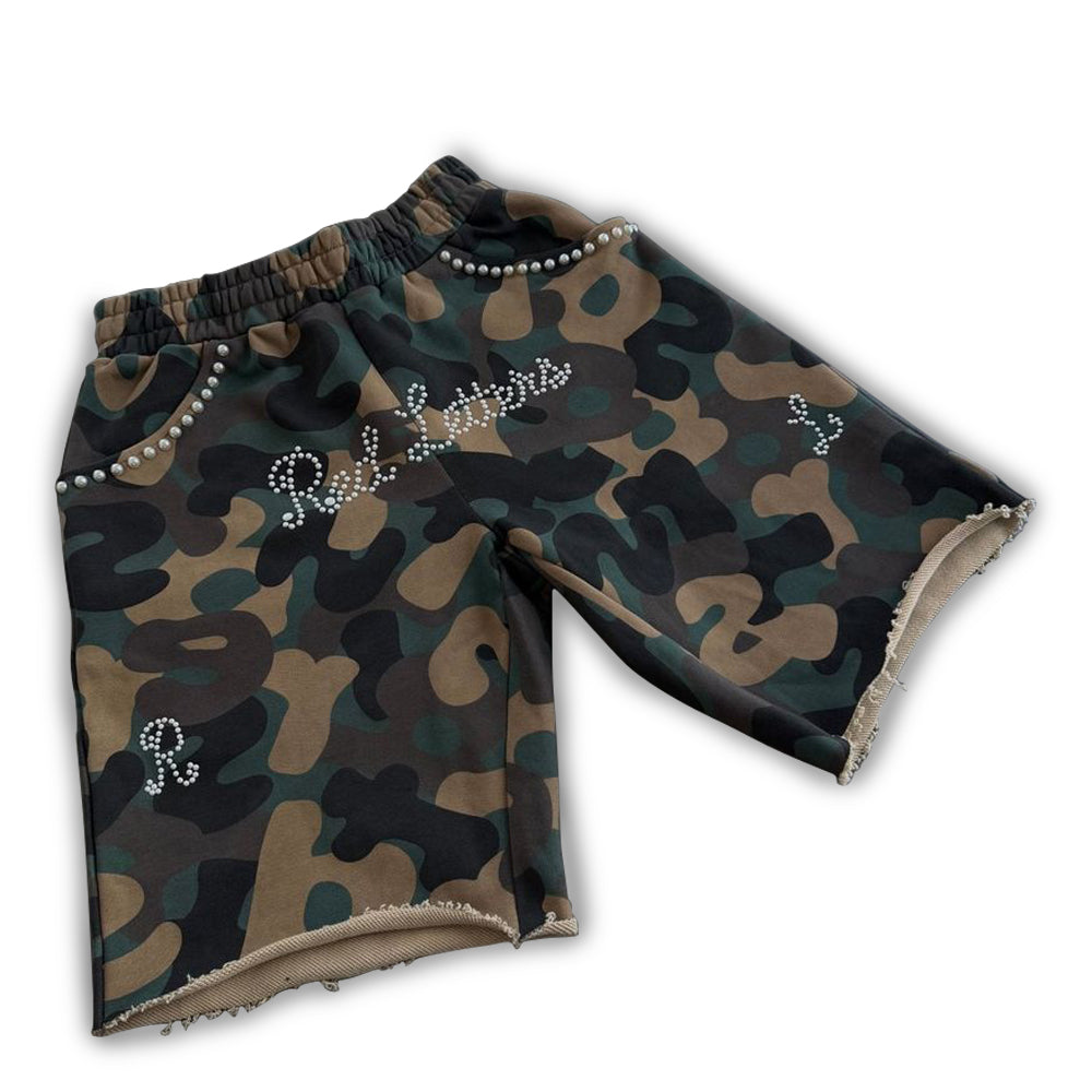Men's Red Letters Camo Pearls French Terry Sweatshorts Camo cmoprl-camo