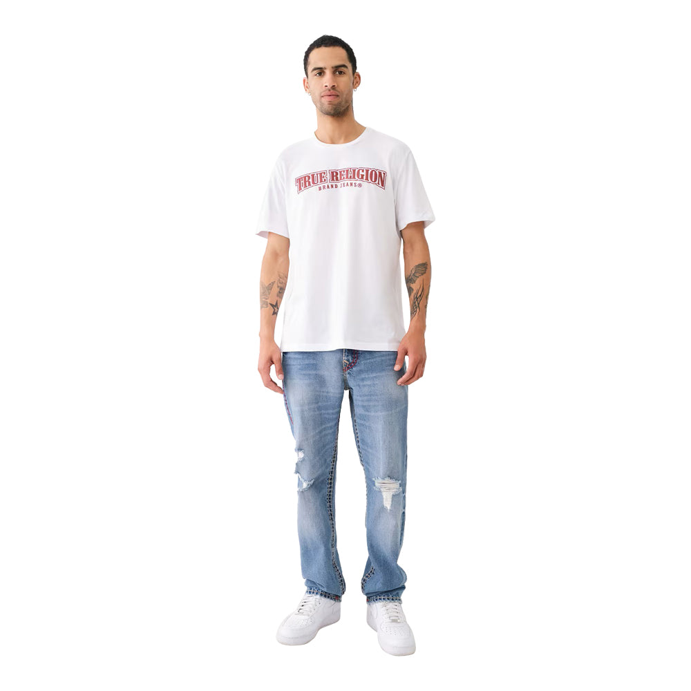 True Religion Men's Painted Horseshoe Relaxed Tee - White - Red 1