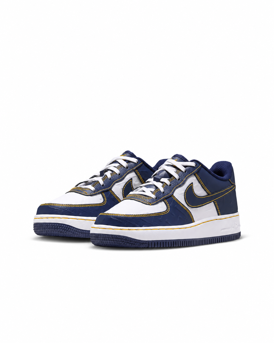 Big Kid's Nike Air Force 1 LE Summit White/Yellow Ochre/Midnight Navy IZ1314-121