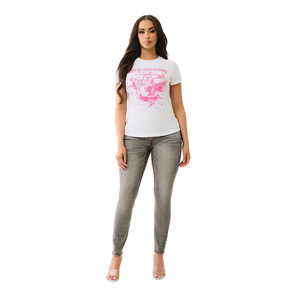True Religion Women's Crystal Logo Buddha Tee - White 1