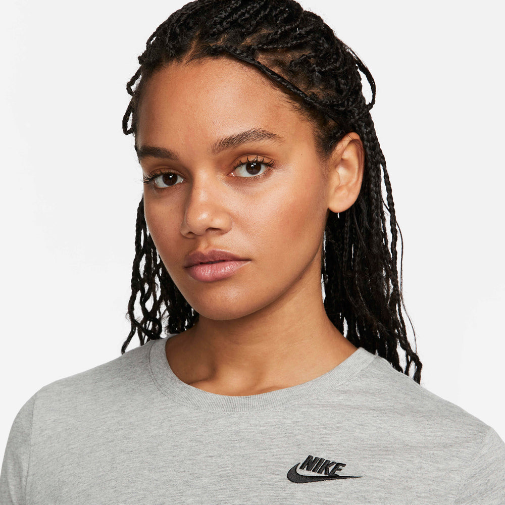 Women's Nike Sportswear Club Essentials T-Shirt - Dark Grey Heather & Black