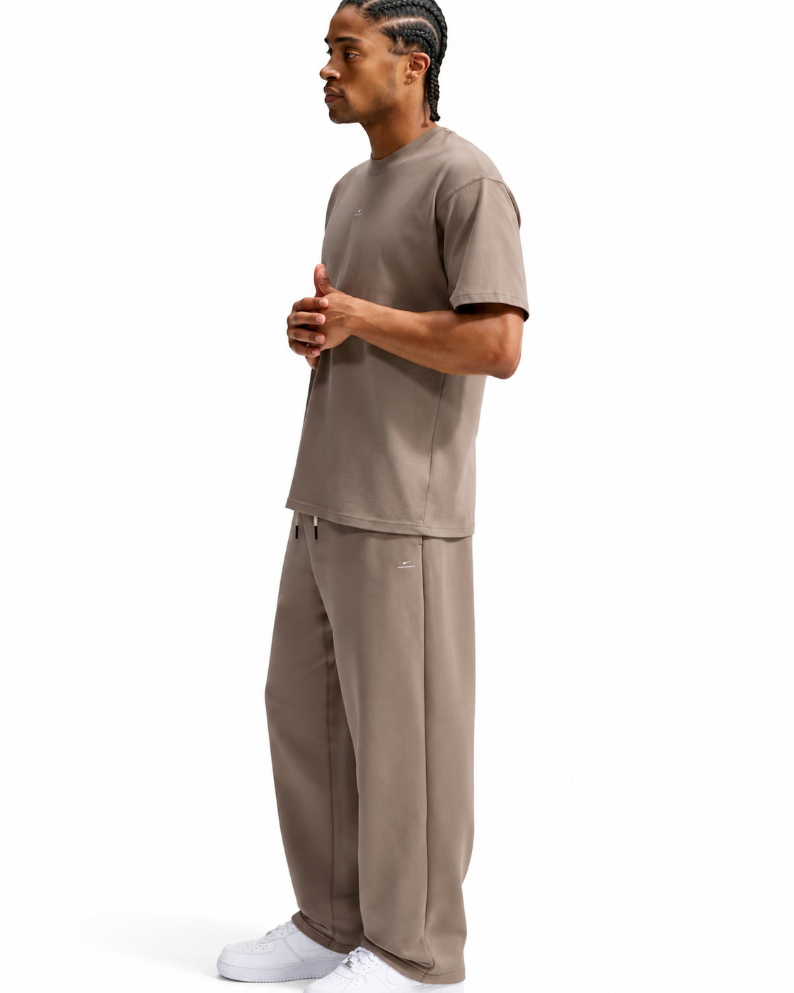 Men's Nike Standard Issue Therma-FIT Brushed Open-Hem Basketball Pants Mink Brown/Pale Ivory IM6333-214