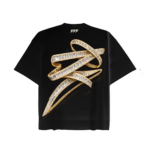 Men's 333 Gold Chain T-Shirt Black/Gold 333shirtbigclou-bkgd