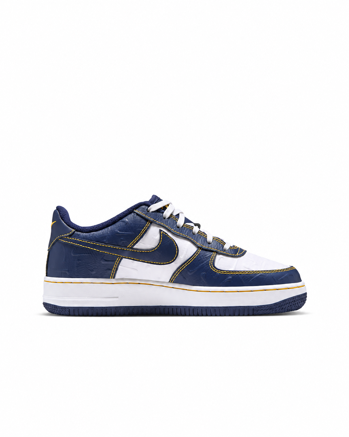 Big Kid's Nike Air Force 1 LE Summit White/Yellow Ochre/Midnight Navy IZ1314-121