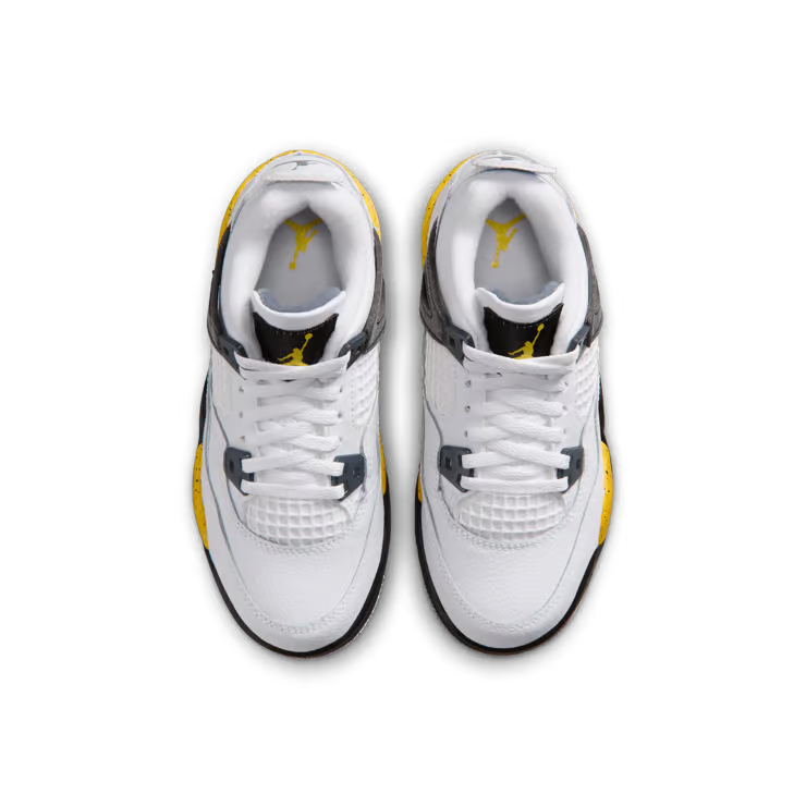 Little Kid's Air Jordan 4 Retro White/Tour Yellow-Dark Blue Grey-Black BQ7669-102
