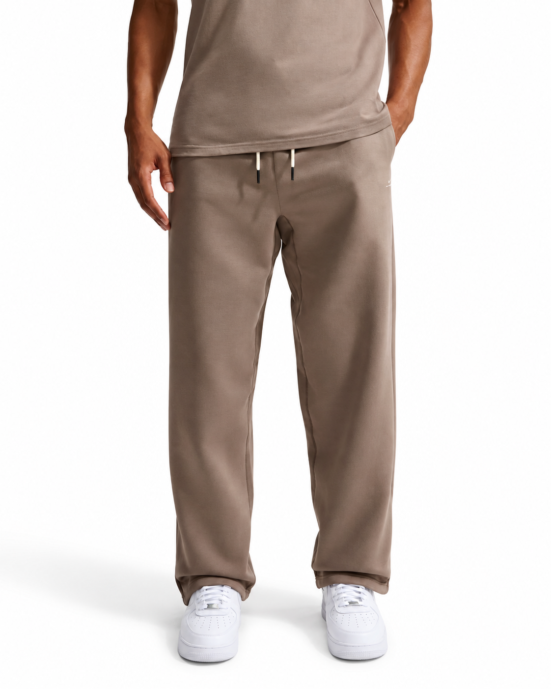 Men's Nike Standard Issue Therma-FIT Brushed Open-Hem Basketball Pants Mink Brown/Pale Ivory IM6333-214