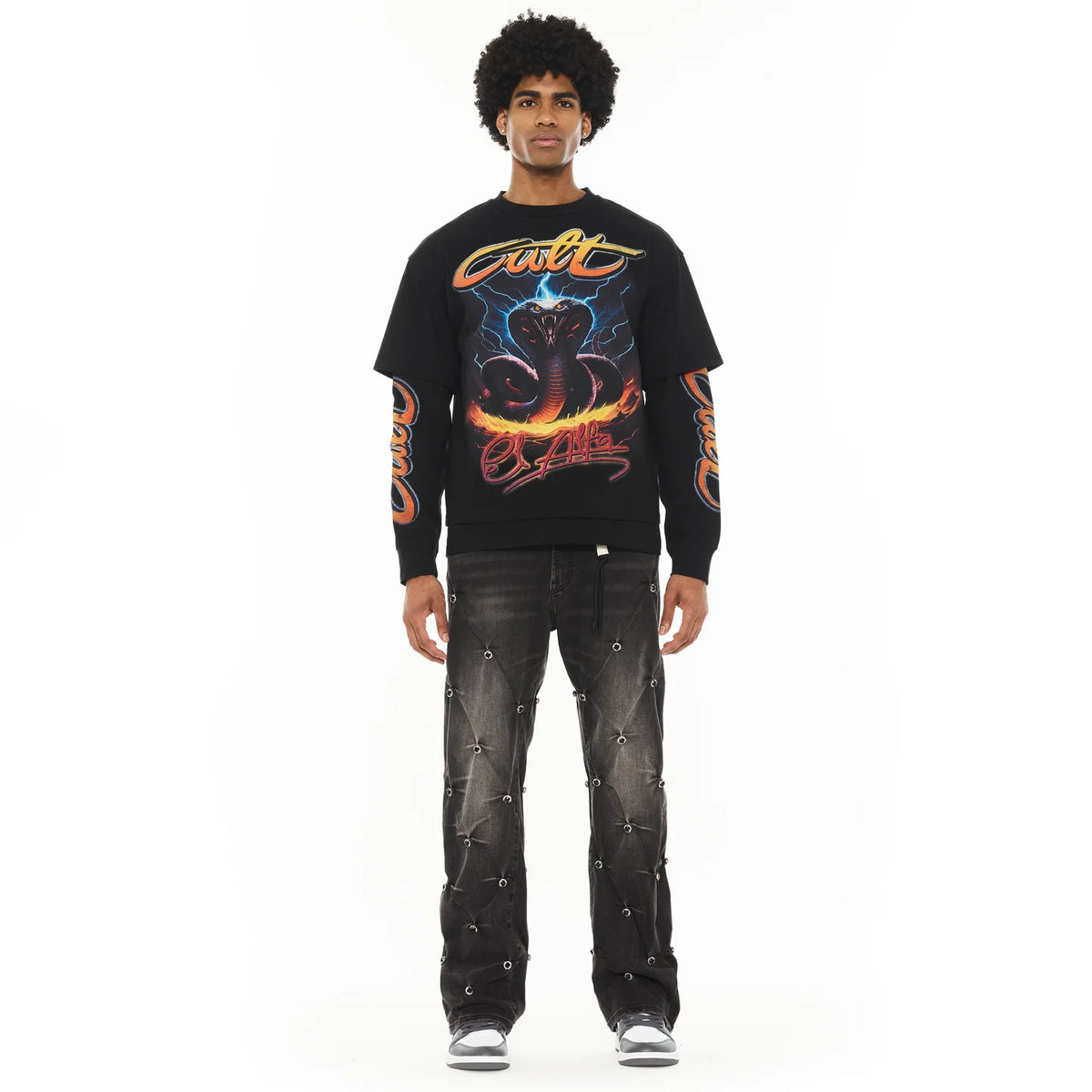 Men's Cult of Individuality El Alfa Premium Grunge Baggy 607 Jeans in Darts