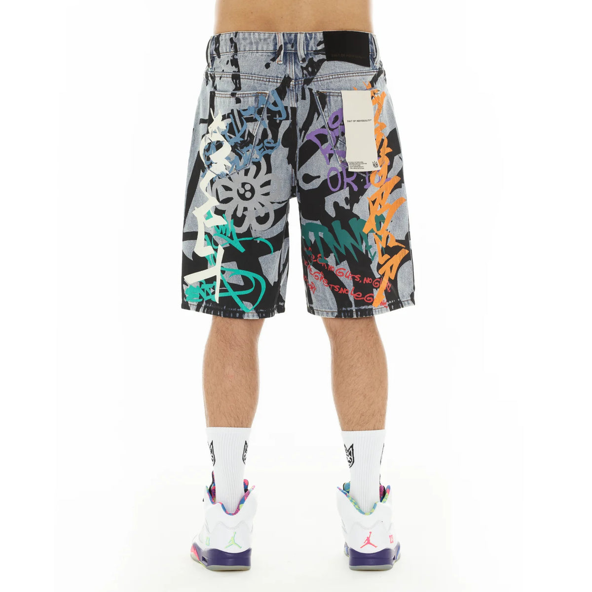Men's Cult of Individuality Grunge Shorts in Graffiti