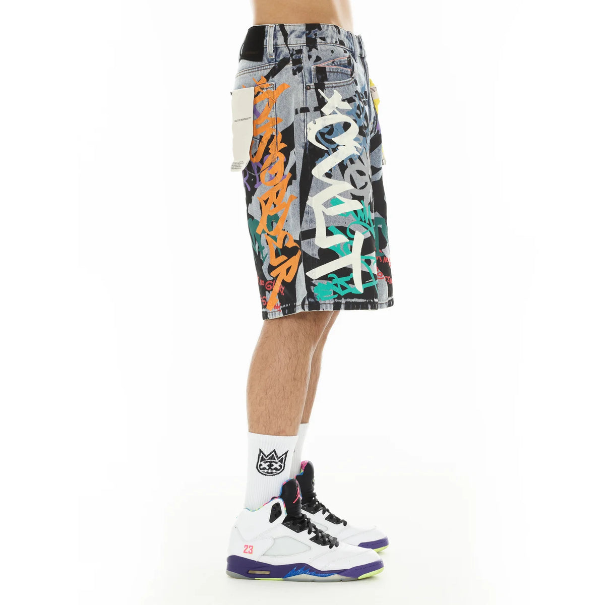 Men's Cult of Individuality Grunge Shorts in Graffiti