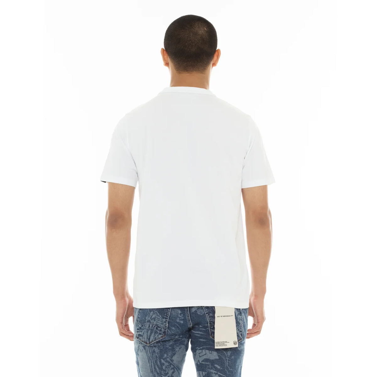 Men's Cult of Individuality Oversized Short Sleeve Crew Neck Tee "Artificial Paradise" in White