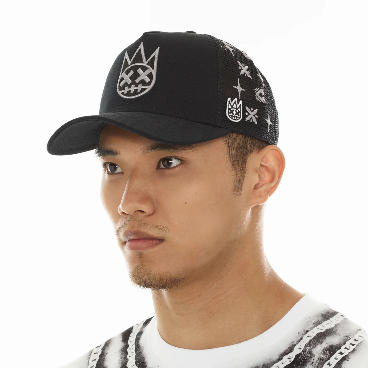 Men's Cult of Individuality Repeat Pattern Monochromatic Hat In Black
