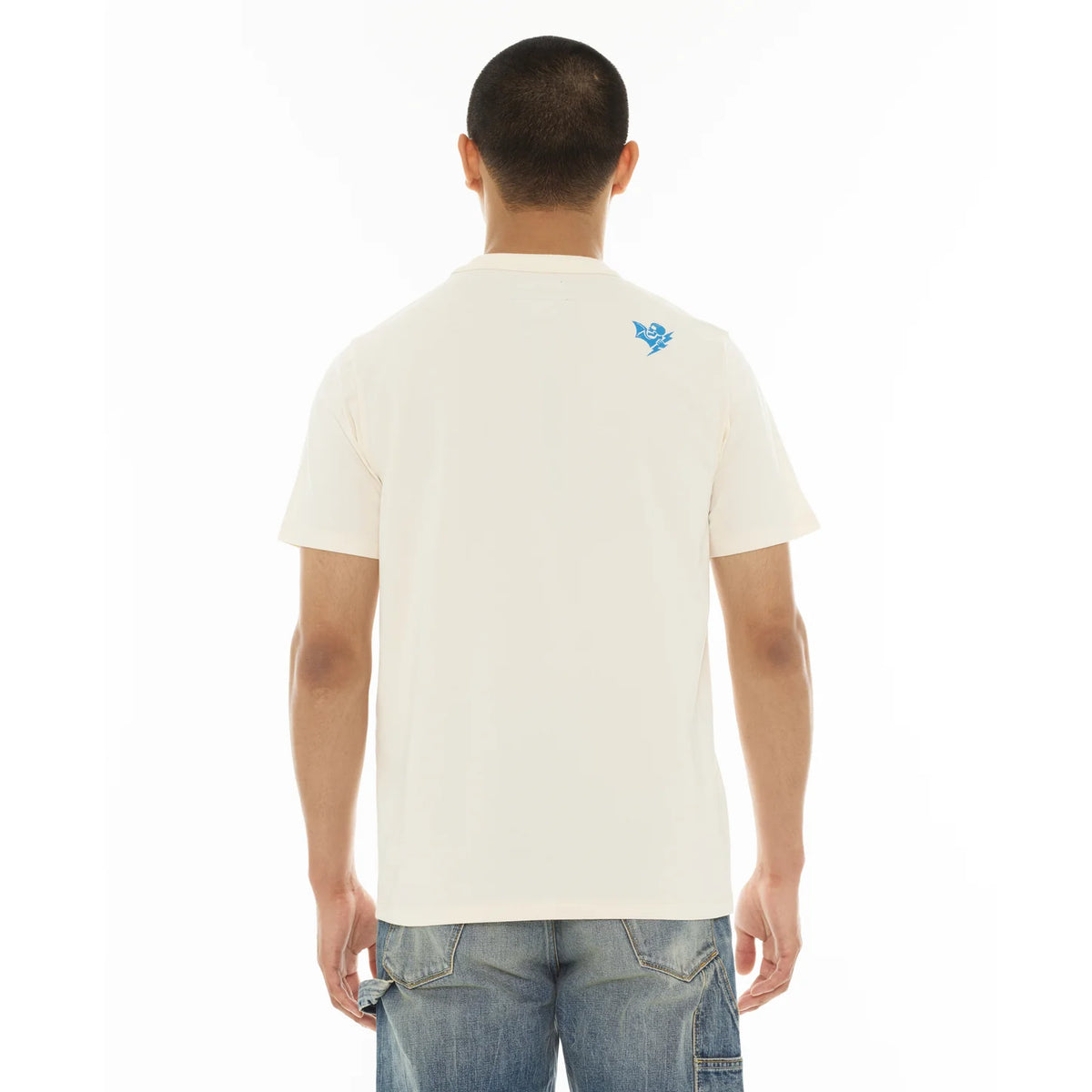 Men's Cult Of Individuality Lucky Bastard Short Sleeve Crew Neck Tee "Surfin Usa" in Winter White