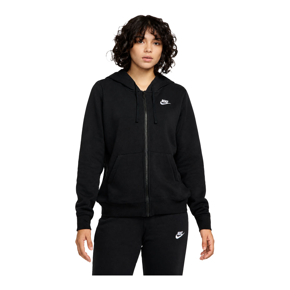Women's Nike Sportswear Club Fleece Full Zip Black/White DQ5471-010
