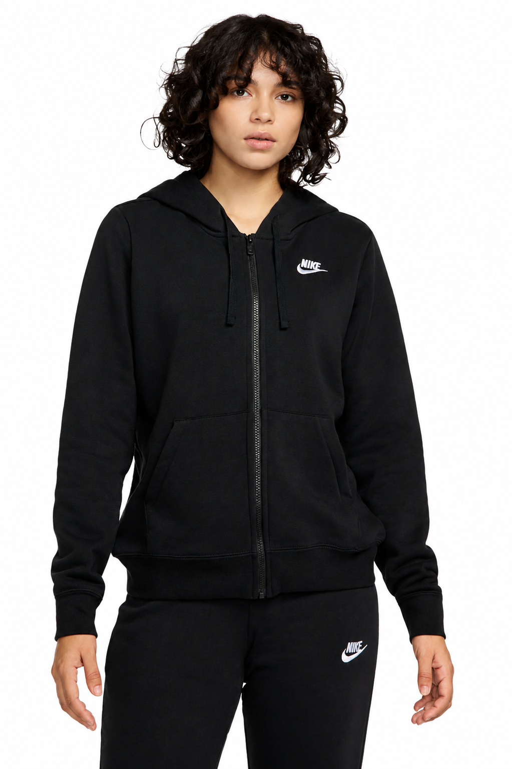 Women's Nike Sportswear Club Fleece Full Zip Black/White DQ5471-010