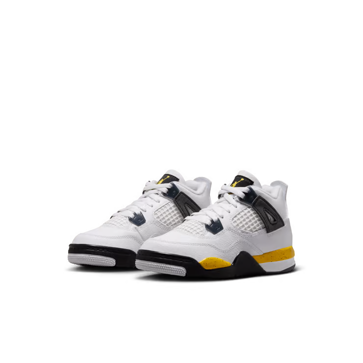 Little Kid's Air Jordan 4 Retro White/Tour Yellow-Dark Blue Grey-Black BQ7669-102