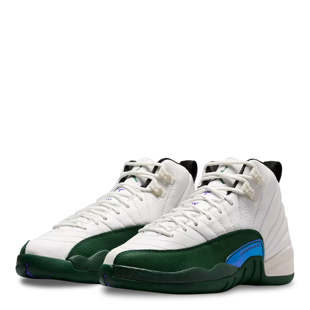 Big Kid's Air Jordan 12 Retro Summit White/Gorge Green-Black-Fierce Purple 153265-103