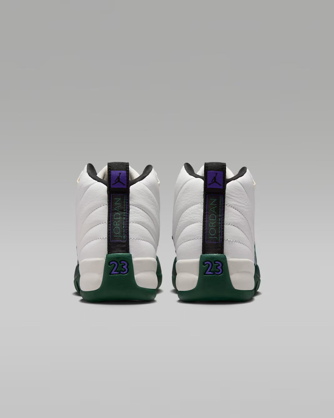 Big Kid's Air Jordan 12 Retro Summit White/Gorge Green-Black-Fierce Purple 153265-103