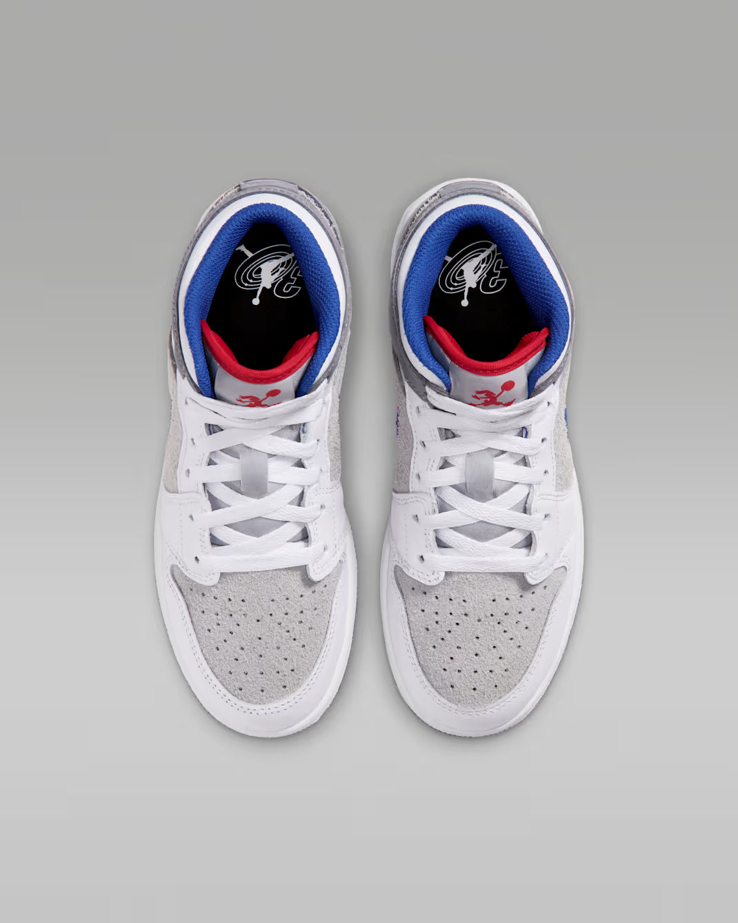 Big Kid's Air Jordan 1 Mid SE "Hare" Light Smoke Grey/University Red/Cool Grey/Varsity Royal IZ4720-001