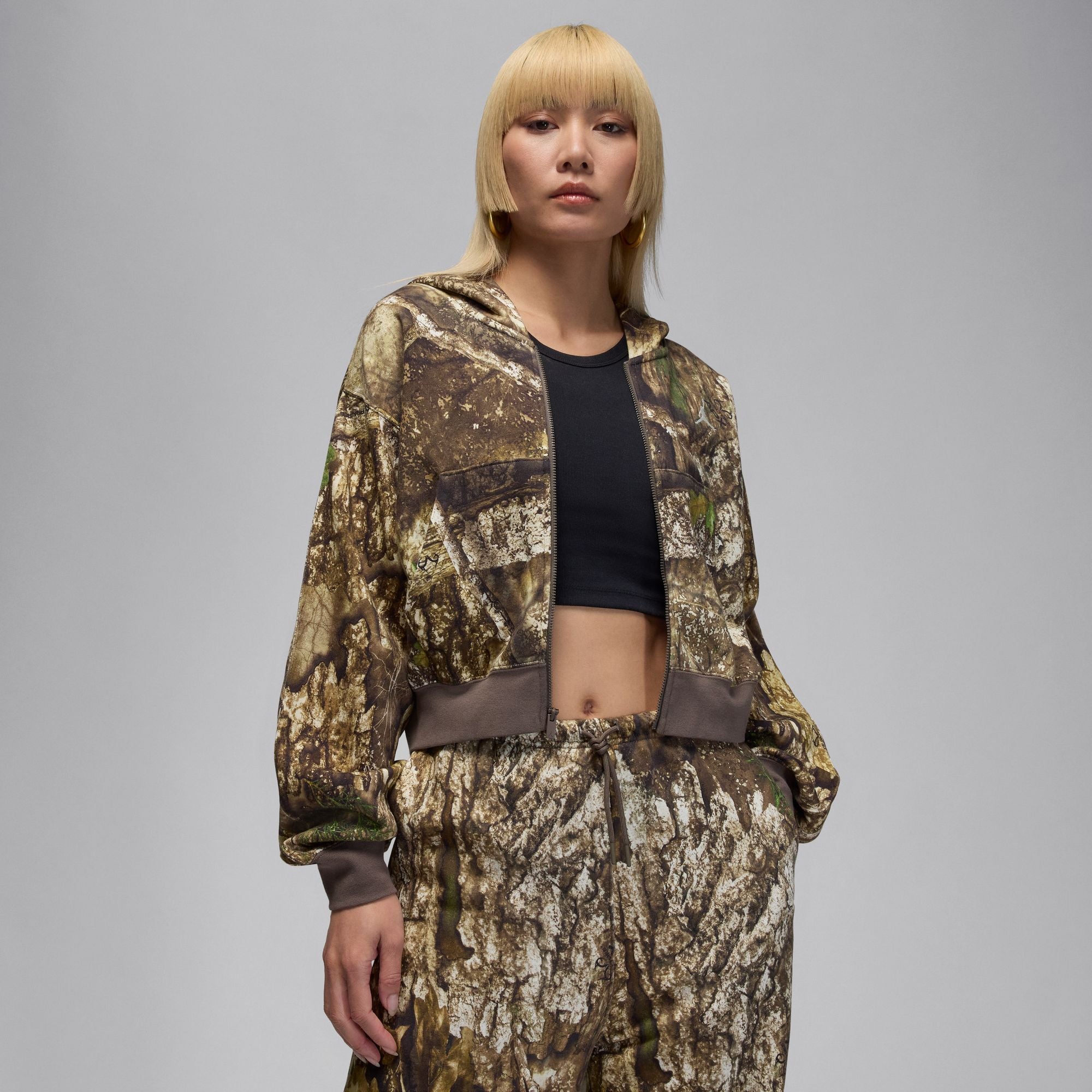 Women's Jordan Brooklyn Fleece Realtree Mod Crop Full-Zip Hoodie - Sail/Sail 1
