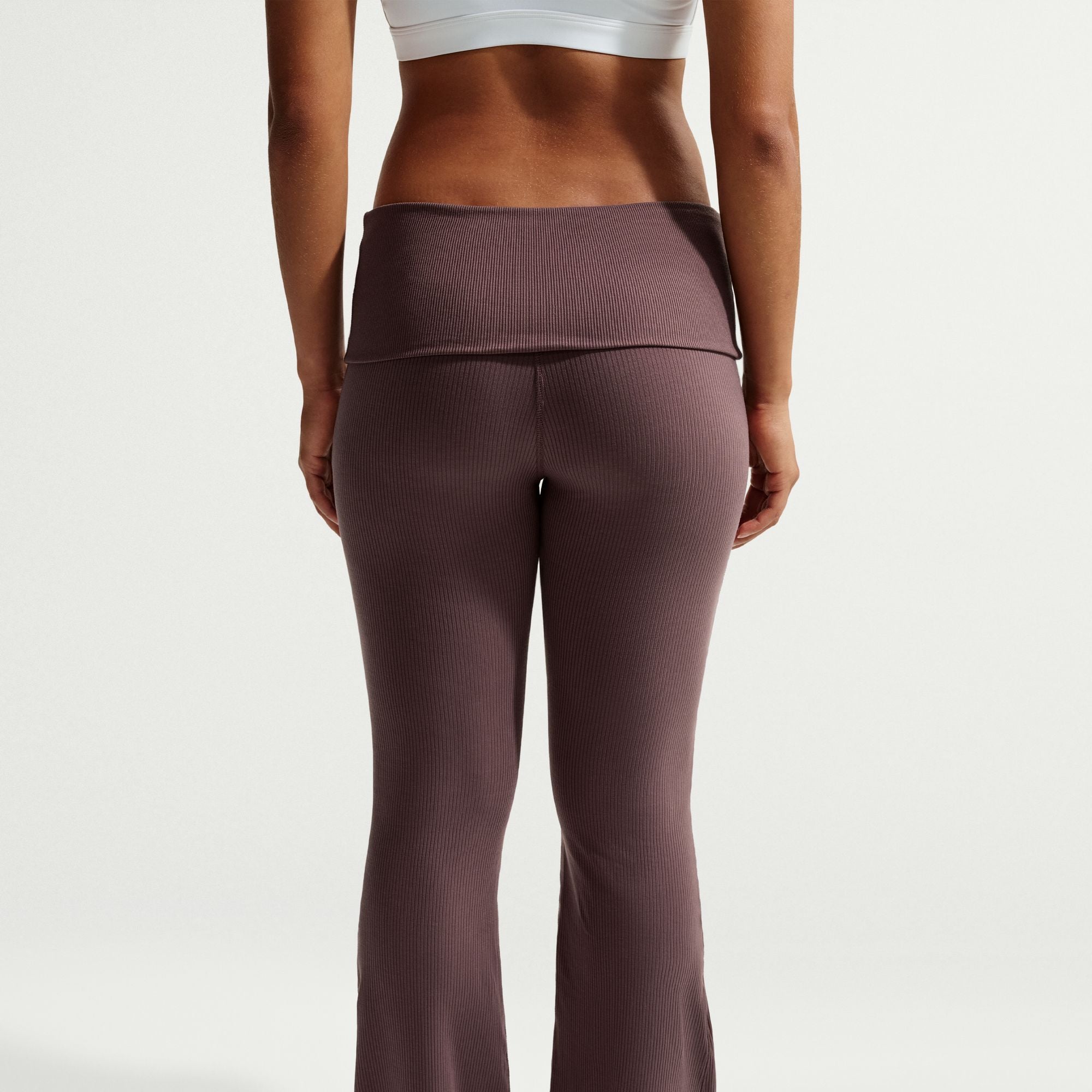 Womens Nike Sportswear Chill Knit Mid Rise Tight Ribbed Trousers - Tattoo/Sail 5