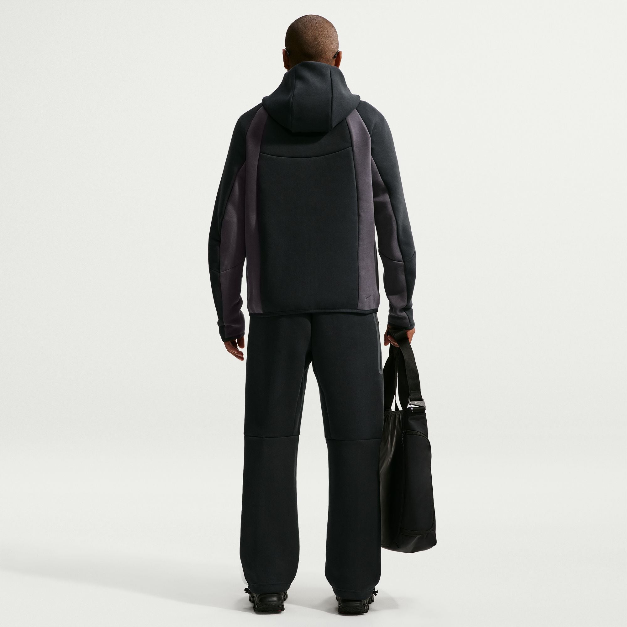 Men's Nike Tech Color-Block Full-Zip Fleece Windrunner Jacket - Black/Anthracite/Black 4