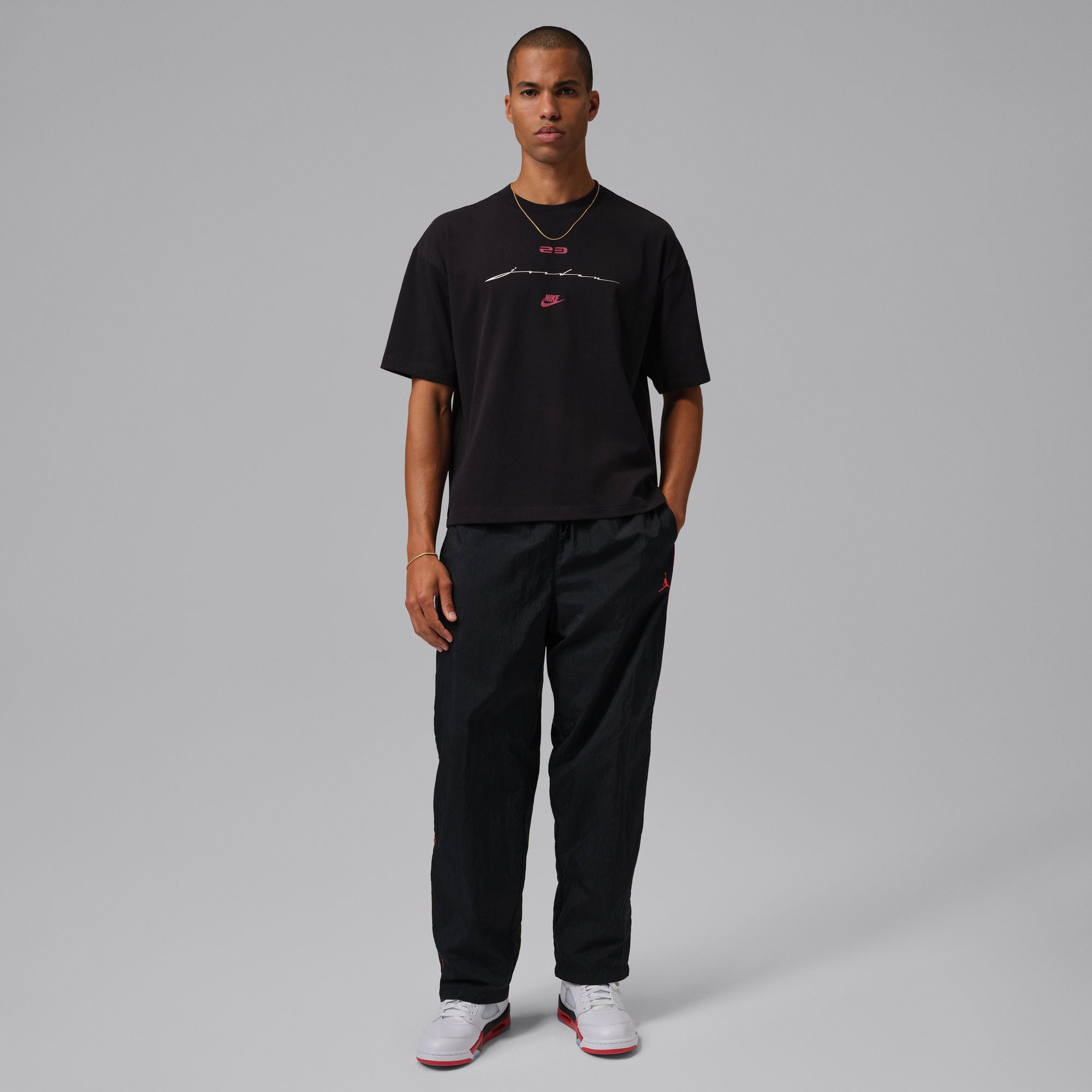 Men's Jordan Flight Script T-Shirt - Black/Gym Red 5