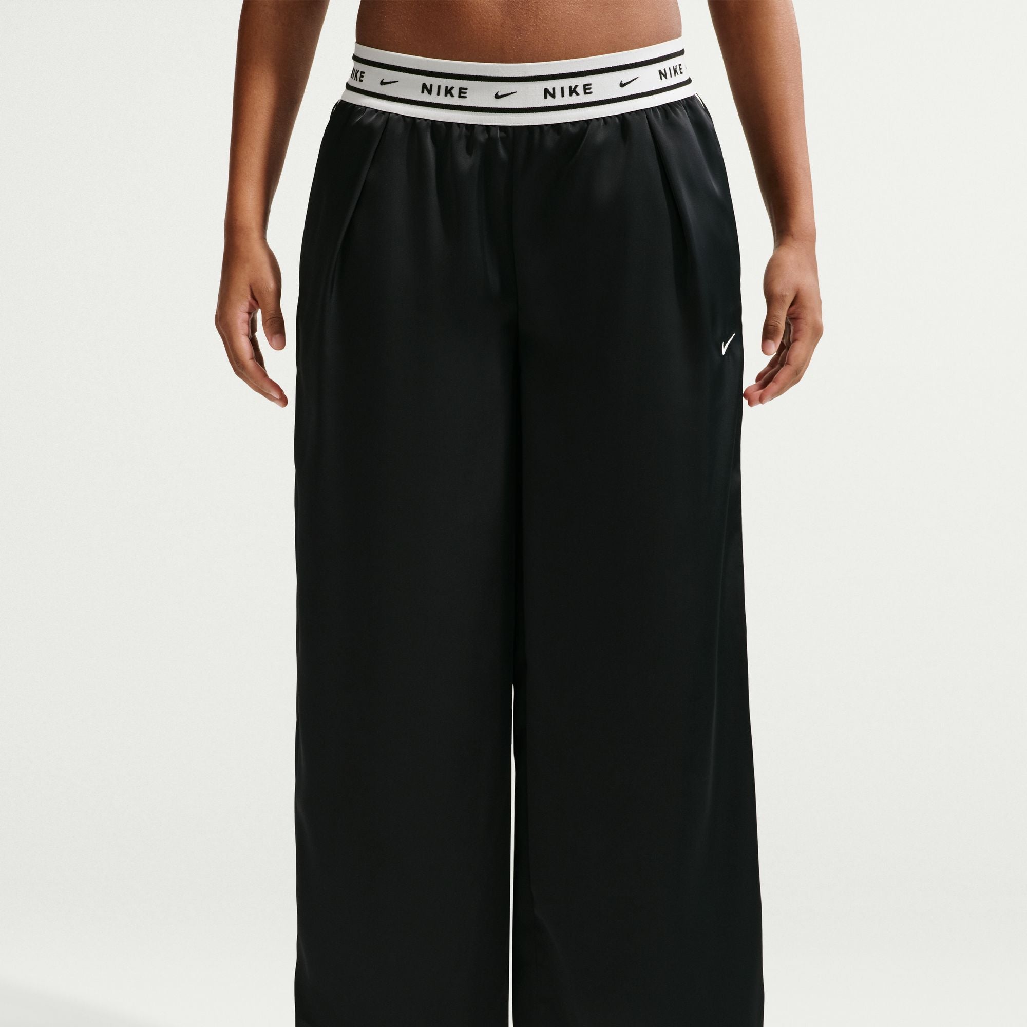 Women's Nike Sportswear Loose Mid-Rise Satin Trousers - Black/Sail 1