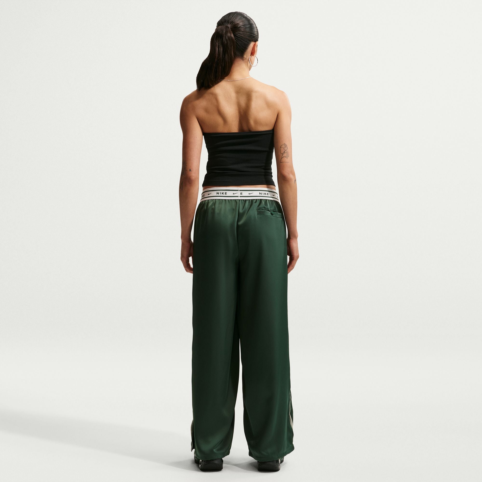 Women's Nike Sportswear Loose Mid-Rise Satin Trousers - Fir/Sail 5