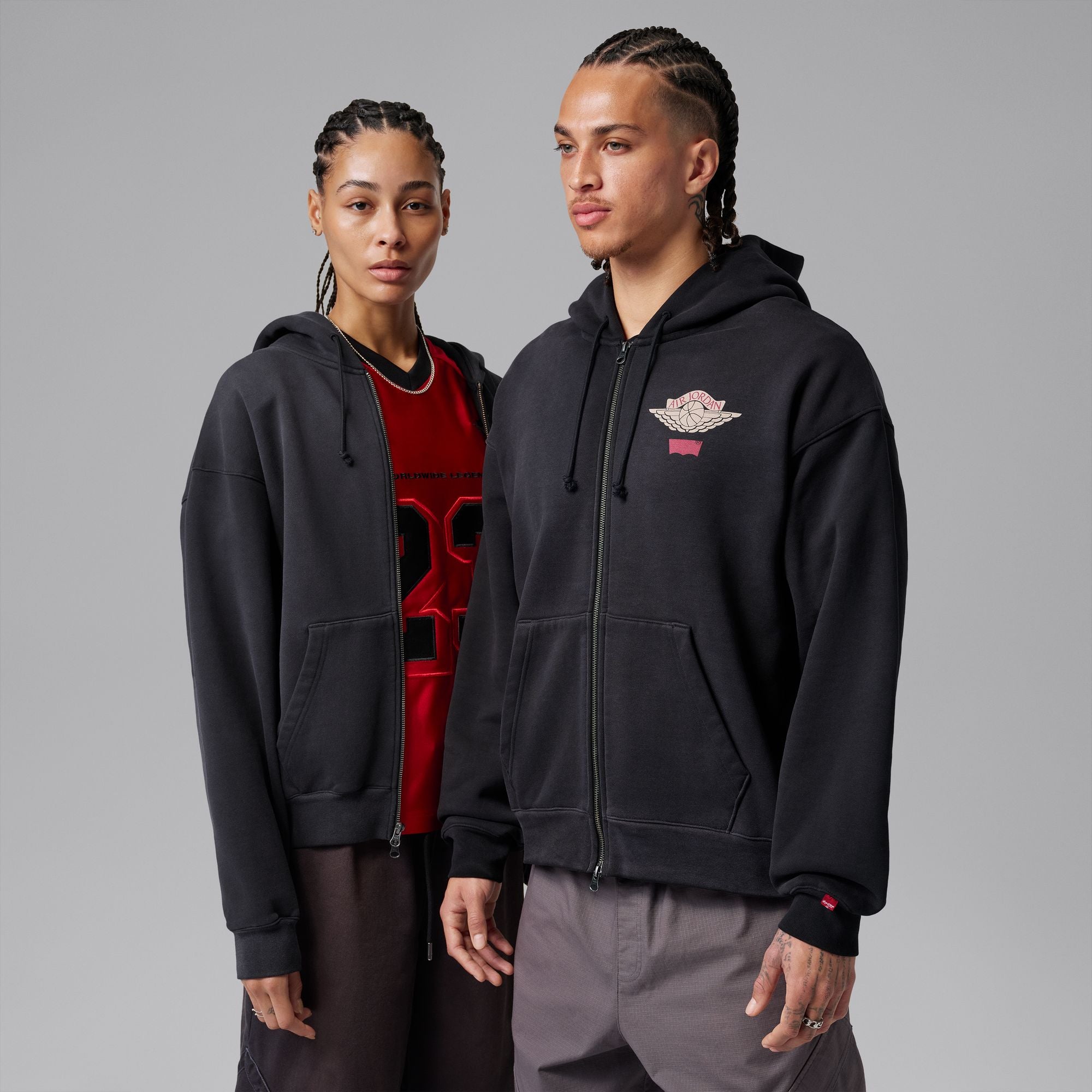 Levi's×jordan　フーディー　L Unisex Jordan x Levis Full-Zip Hoodie - Black/Pale Ivory/Gym Red