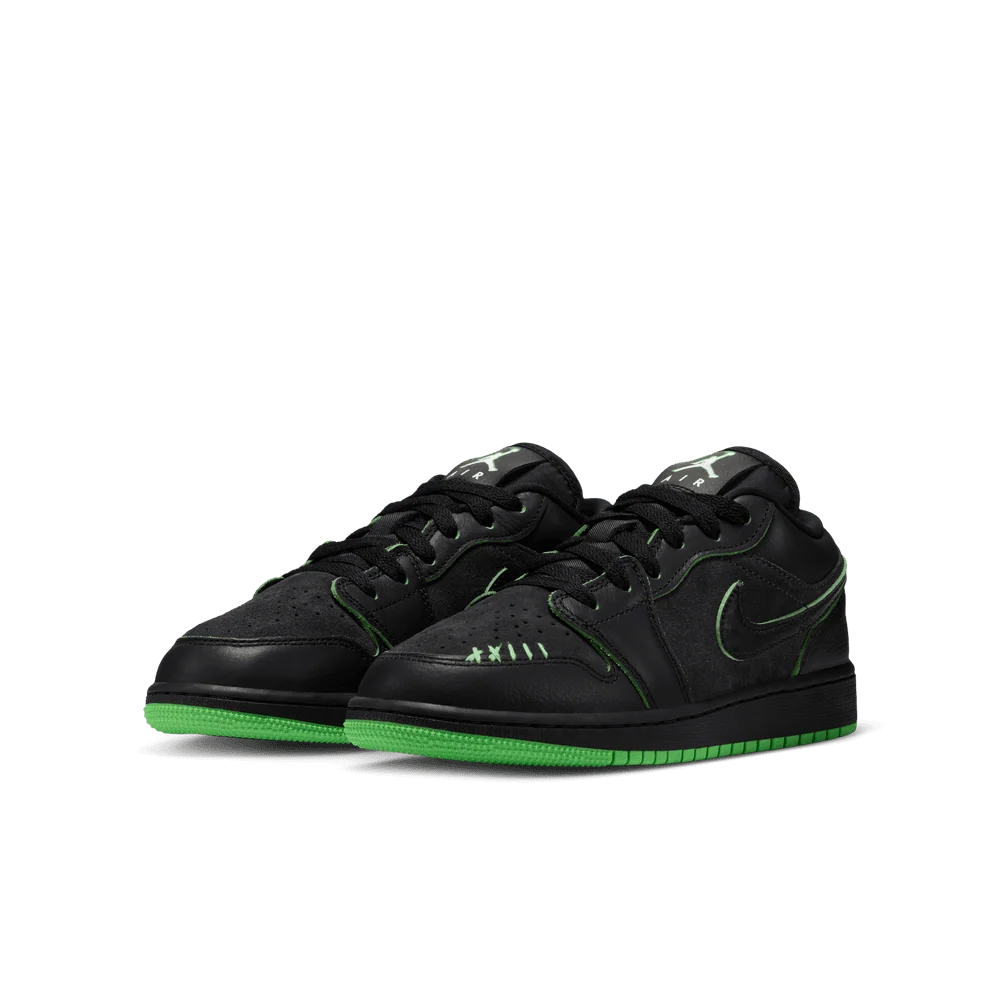 Big Kid's Air Jordan 1 Low SE Black/Scream Green/Dark Smoke Grey/Black IQ5229-001