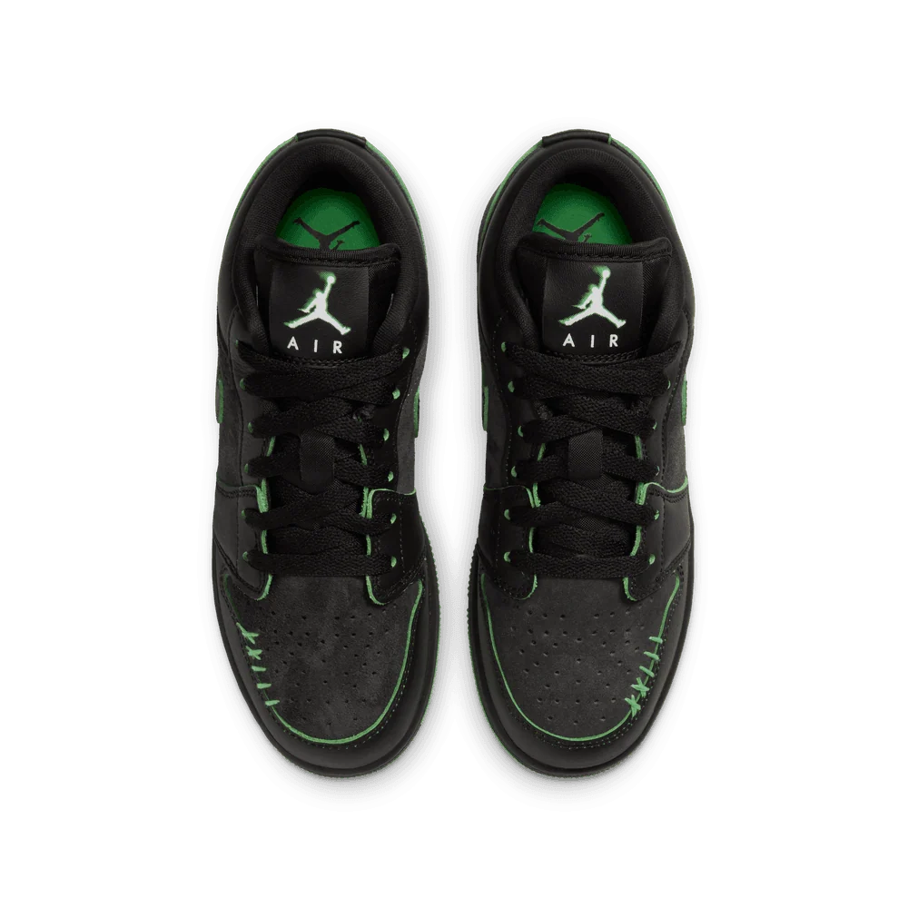 Big Kid's Air Jordan 1 Low SE Black/Scream Green/Dark Smoke Grey/Black IQ5229-001