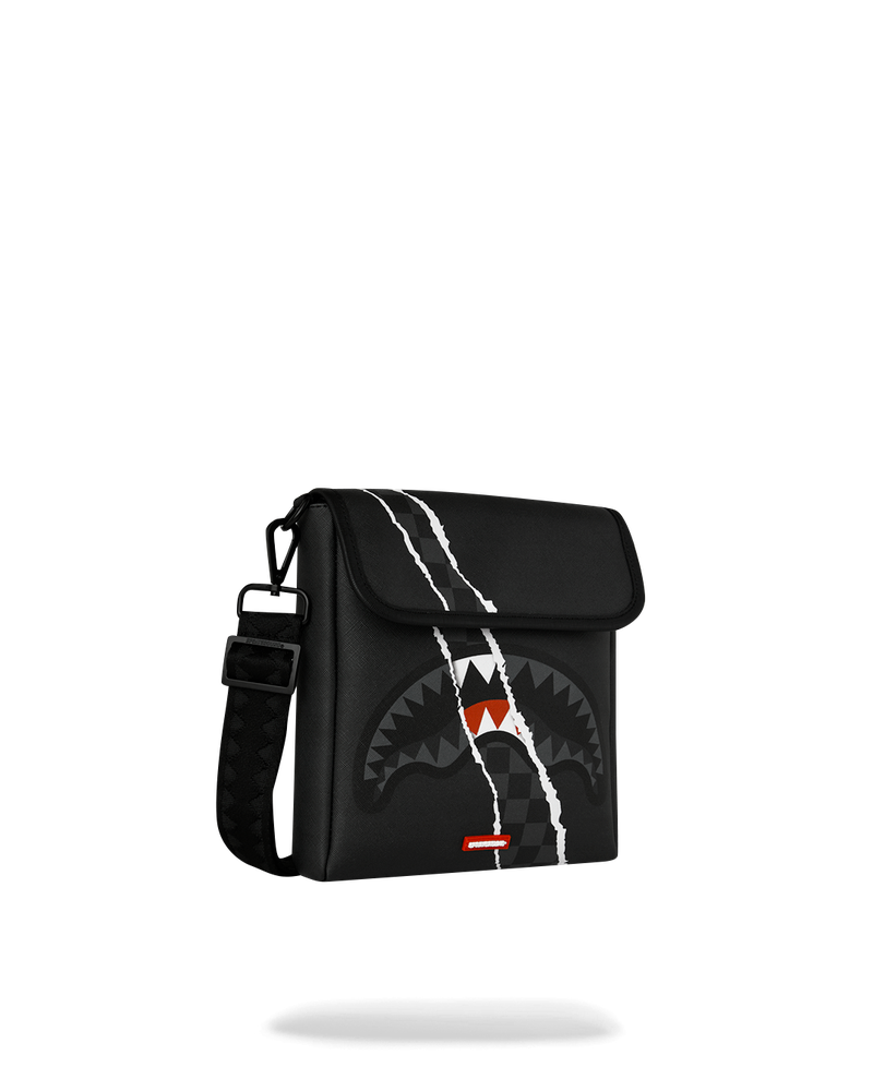 Sprayground Center Rip Revealing Gray Check Messenger Sling